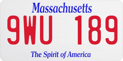 MA license plate 9WU189