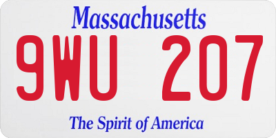 MA license plate 9WU207