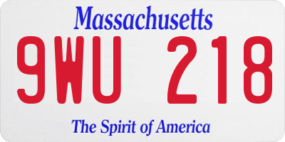 MA license plate 9WU218