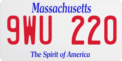 MA license plate 9WU220
