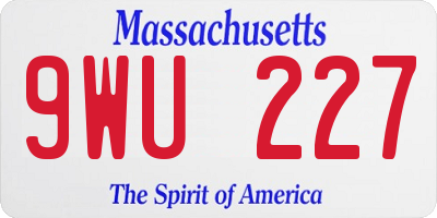 MA license plate 9WU227