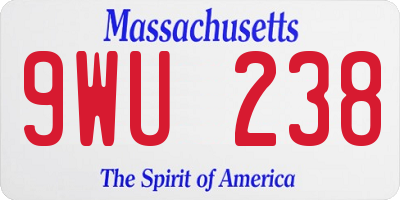 MA license plate 9WU238