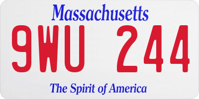 MA license plate 9WU244