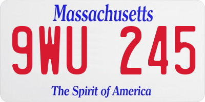 MA license plate 9WU245