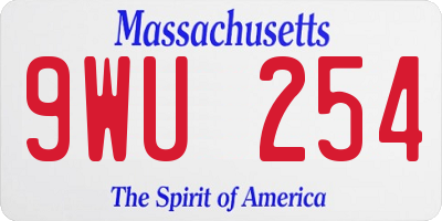 MA license plate 9WU254