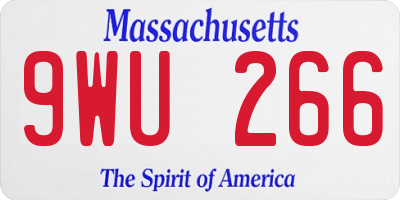 MA license plate 9WU266