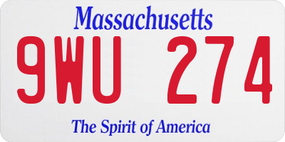 MA license plate 9WU274