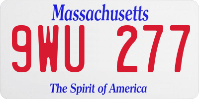 MA license plate 9WU277