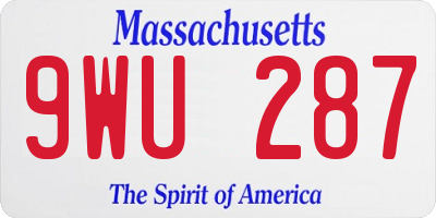 MA license plate 9WU287
