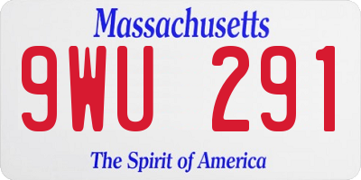 MA license plate 9WU291