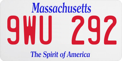MA license plate 9WU292