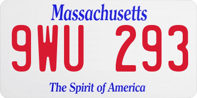 MA license plate 9WU293