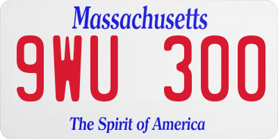 MA license plate 9WU300
