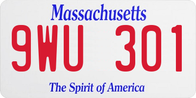 MA license plate 9WU301