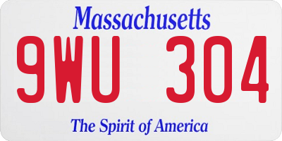 MA license plate 9WU304