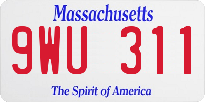 MA license plate 9WU311