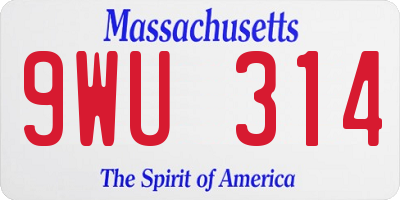 MA license plate 9WU314