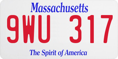 MA license plate 9WU317