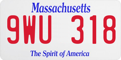 MA license plate 9WU318