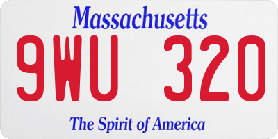 MA license plate 9WU320