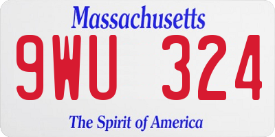 MA license plate 9WU324