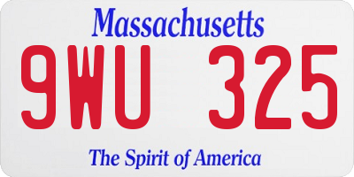 MA license plate 9WU325