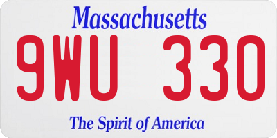 MA license plate 9WU330