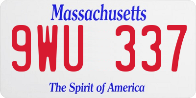 MA license plate 9WU337