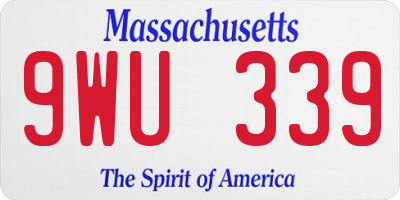 MA license plate 9WU339