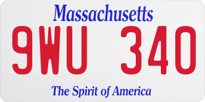 MA license plate 9WU340