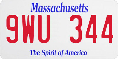 MA license plate 9WU344