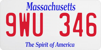 MA license plate 9WU346