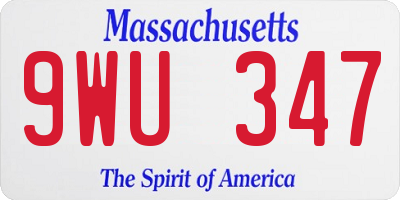 MA license plate 9WU347