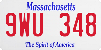 MA license plate 9WU348