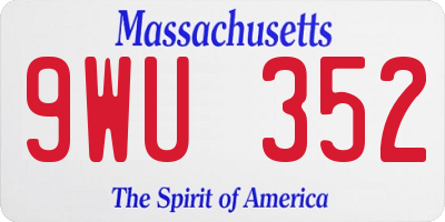 MA license plate 9WU352