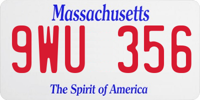 MA license plate 9WU356