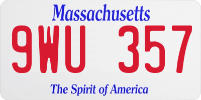 MA license plate 9WU357