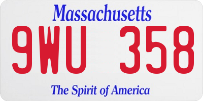 MA license plate 9WU358