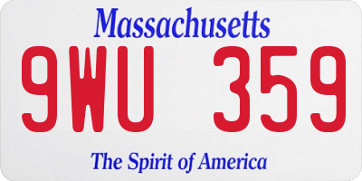 MA license plate 9WU359