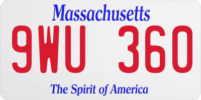MA license plate 9WU360