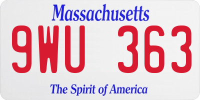 MA license plate 9WU363