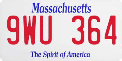 MA license plate 9WU364
