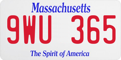 MA license plate 9WU365