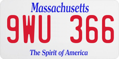 MA license plate 9WU366