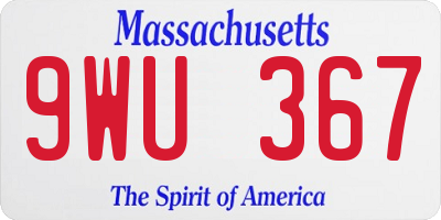 MA license plate 9WU367