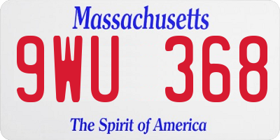 MA license plate 9WU368