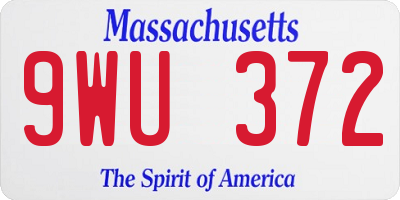 MA license plate 9WU372