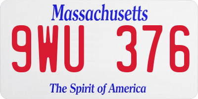 MA license plate 9WU376