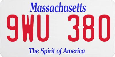 MA license plate 9WU380