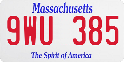 MA license plate 9WU385